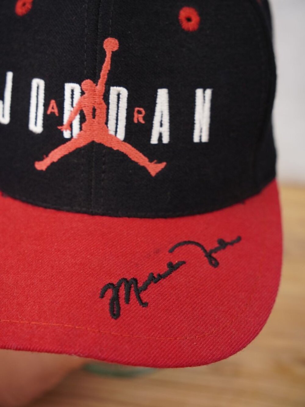 VTG Nike Air Jordan Wool Black Red Snapback Cap Jumpman Embroidered Signature - Picture 7 of 15